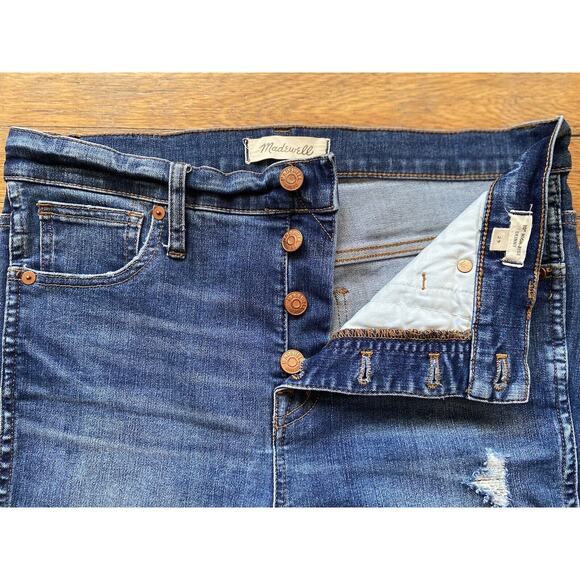 MADEWELL ‘10” High-Rise Skinny’ Distressed Button-Fly Stretch Jeans sz 29 (w30) - Picture 6 of 13